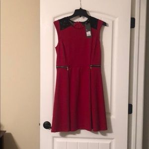 Ruby red pleated dress. Never worn.